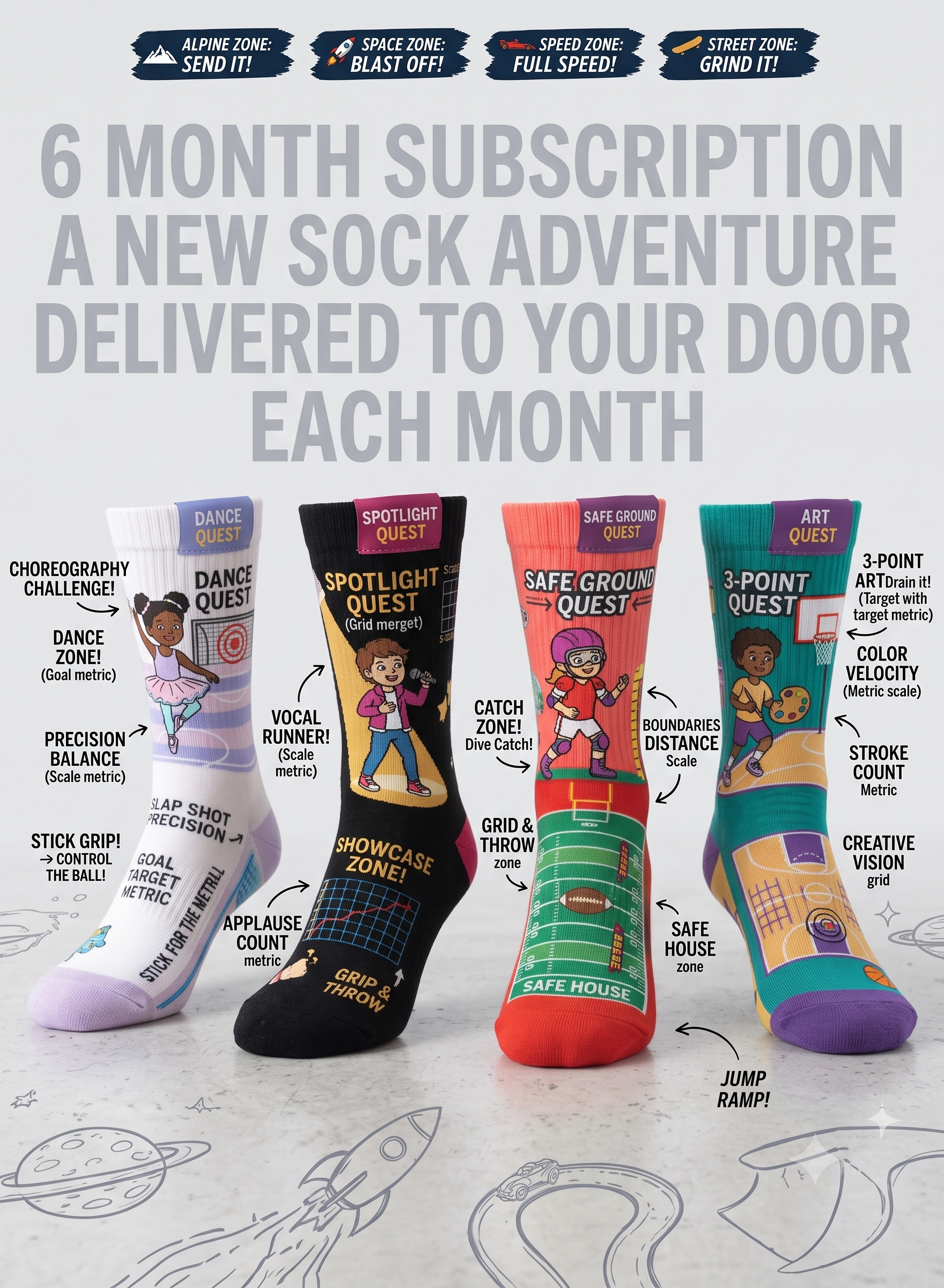 6-Month Subscription to Adventure Socks For Kids