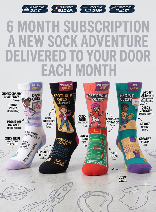 6-Month Subscription to Adventure Socks For Kids
