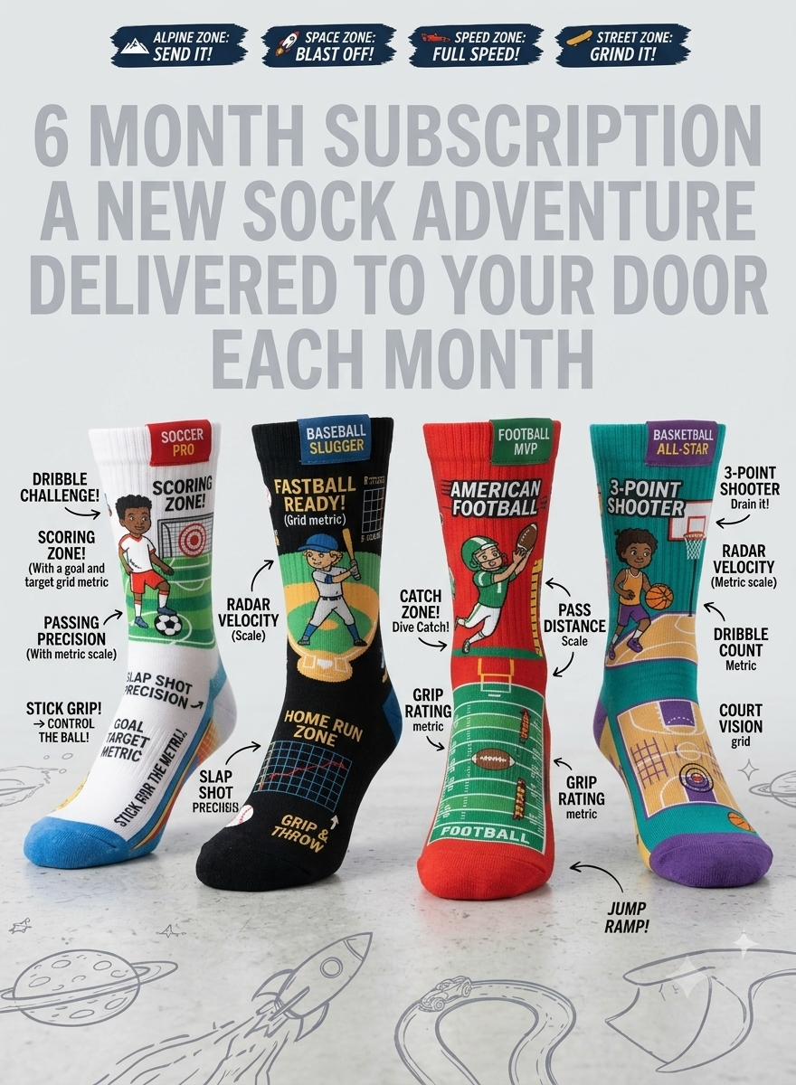 6-Month Subscription to Adventure Socks For Kids
